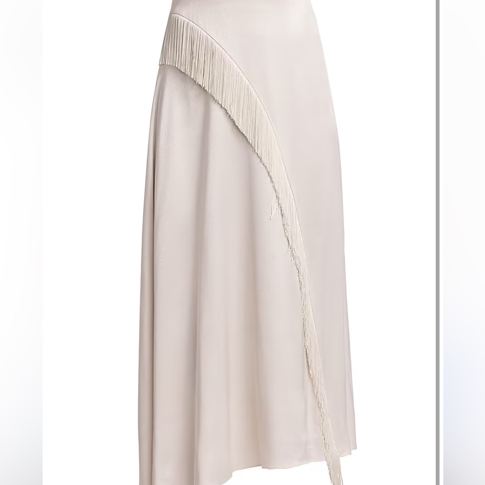 New Vince Women's Asymmetric Fringe Midi Skirt size 8 100% silk - Picture 9 of 16